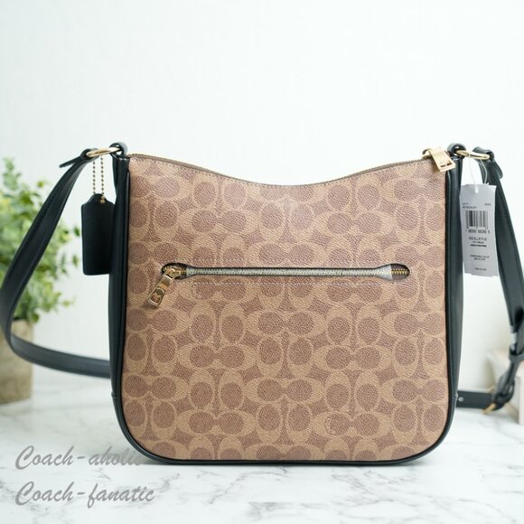 Coach CZ177 Ellie File Bag In Signature Canvas Tan/Black - Picture 8 of 13